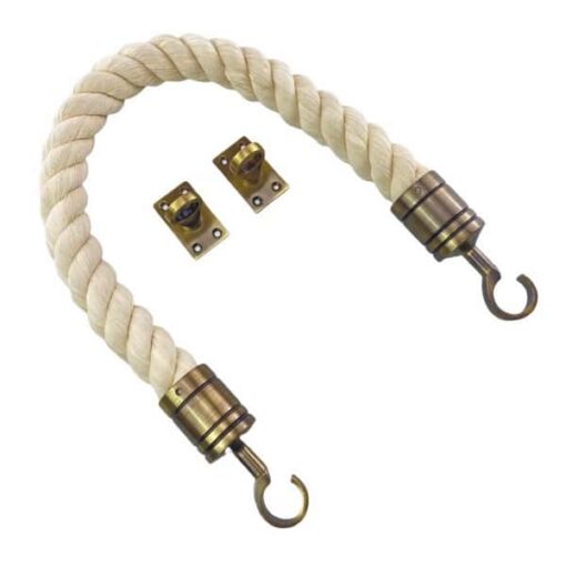 rs natural cotton barrier rope with antique brass hook and eye plates