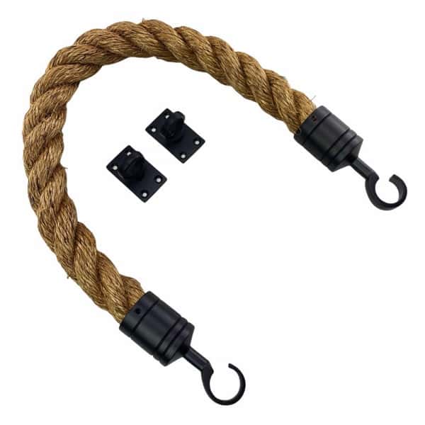 Natural Manila Barrier Rope With Hooks & Eye Plates - RopeServices UK