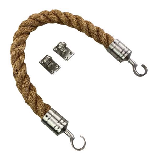 Natural Manila Barrier Rope With Hooks & Eye Plates - RopeServices UK