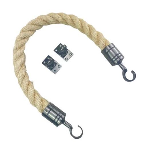 rs natural sisal barrier rope with gun metal black hook and eye plates
