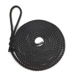 20mm Black 3 Strand Nylon Mooring Ropes 8 Inch Soft Eye x 12 Metres