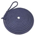 28mm Navy Blue 3 Strand Nylon Mooring Ropes 8 Inch Soft Eye x 20 Metres