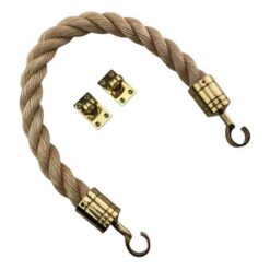 rs synthetic sisal barrier rope with polished brass hook and eye plates