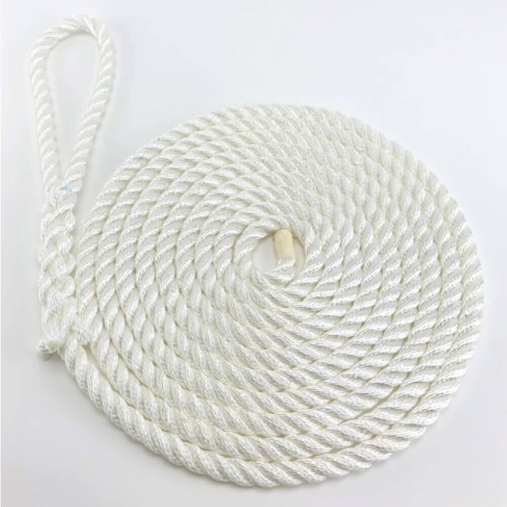 16mm White 3 Strand Nylon Mooring Rope Strop x 3 Metres With Shackle 