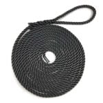 14mm Black Softline Multifilament Mooring Ropes x 10 Metres With 8 Inch Eye (CS)