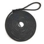 12mm Black 3 Strand Nylon Mooring Ropes x 12 Metres With 8 Inch Eye (CS)