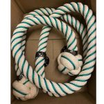 24mm Natural Cotton Bannister Rope Green Wormed x 1.9 Metres C/W 3 Gun Metal Black Fittings (CS)