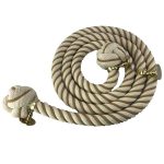 28mm Natural Cotton Bannister Rope Beige Wormed x 6FT C/W 3 Brass Fittings (CS)