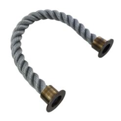rs synthetic grey barrier rope with antique brass cup ends