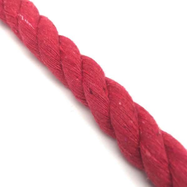 Natural Twisted Soft Macrame Theatre 24mm Red Natural Cotton Rope x 5 Metres 