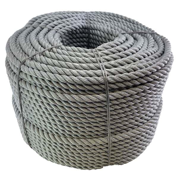 50mm Grey Synthetic Rope 220 Metre Coil - RopeServices UK