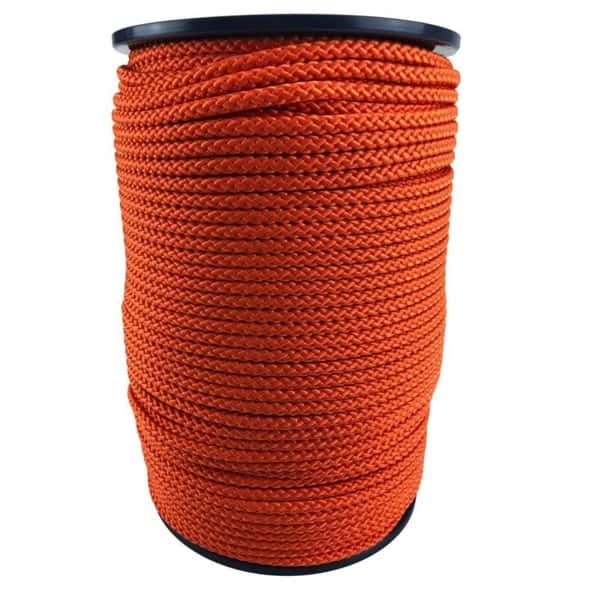 6mm Orange Braided Polypropylene Rope 200 Metre Reel - RopeServices UK