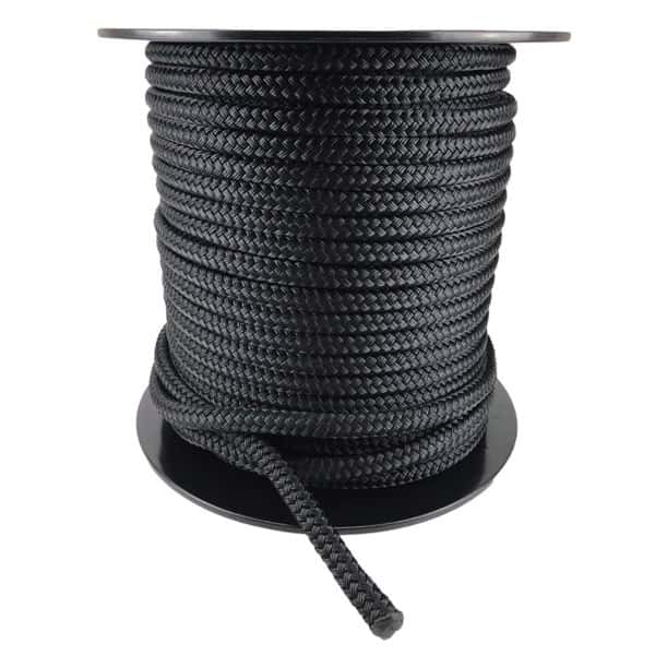 8mm Black Double Braid Polyester Rope 100 Metre Reel - RopeServices UK
