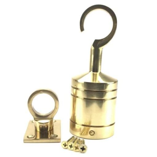 rs polished brass decking rope fitting hook and eye plate 1