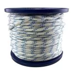 6mm White With Blue Fleck Double Braid Polyester Rope x 100 Metre Reel