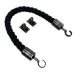 Black Natural Cotton Barrier Rope With Hooks & Eye Plates
