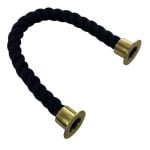 24mm Black Natural Cotton Barrier Rope x 1 Metre Polished Brass Cup Ends
