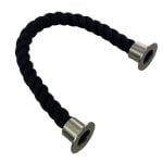 24mm Black Natural Cotton Barrier Rope x 1 Metre Satin Nickel Cup Ends