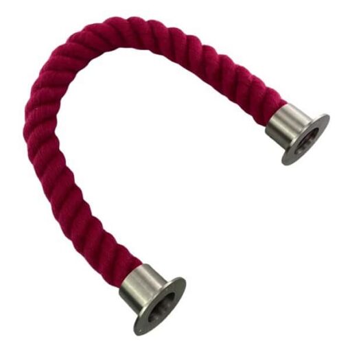 rs burgundy synthetic polyspun barrier rope with satin nickel cup ends