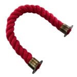 24mm Red Natural Cotton Barrier Rope x 2 Metres Antique Brass Cup Ends