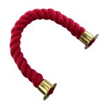 24mm Red Natural Cotton Barrier Rope x 2 Metres Polished Brass Cup Ends