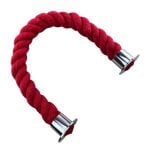 24mm Red Natural Cotton Barrier Rope x 1 Metre Polished Chrome Cup Ends