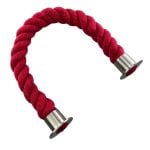 24mm Red Natural Cotton Barrier Rope x 1 Metre Satin Nickel Cup Ends