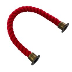 rs red synthetic polyspun barrier rope with antique brass cup ends