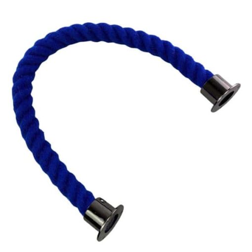 rs royal blue polyspun barrier rope with gun metal black cup ends