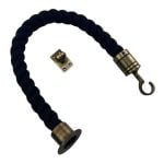 Black Natural Cotton Barrier Rope With Cup Hook And Eye Plate
