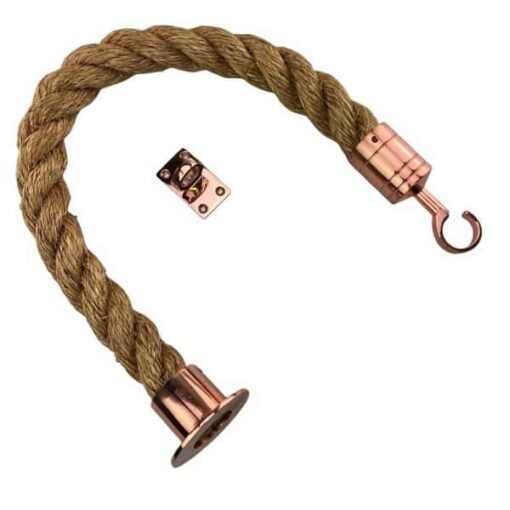 rs natural manila barrier rope with copper bronze cup hook and eye plate