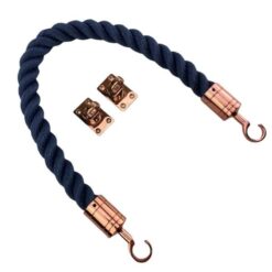 rs navy blue softline multifilament barrier rope with copper bronze hook and eye plates