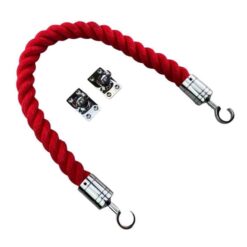 rs red softline barrier rope with polished chrome hooks and eye plates
