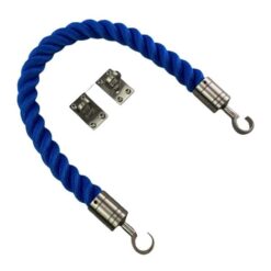 rs royal blue softline barrier rope with satin nickel hooks and eye plates