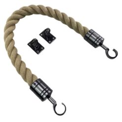rs synthetic polyhemp barrier ropes with gun metal black hook and eye plates