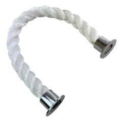 rs white staplespun barrier rope with polished chrome cup ends