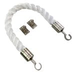 White Staplespun Barrier Rope With Hook & Eye Plates