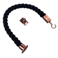 rs black softline multifilament barrier rope with copper bronze cup hook and eye plate