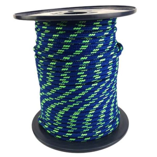 rs blue with lime green fleck bradied polyester rope 1
