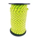 8mm Fluorescent Yellow With Black Fleck Braided Polyester Rope x 55 Metres
