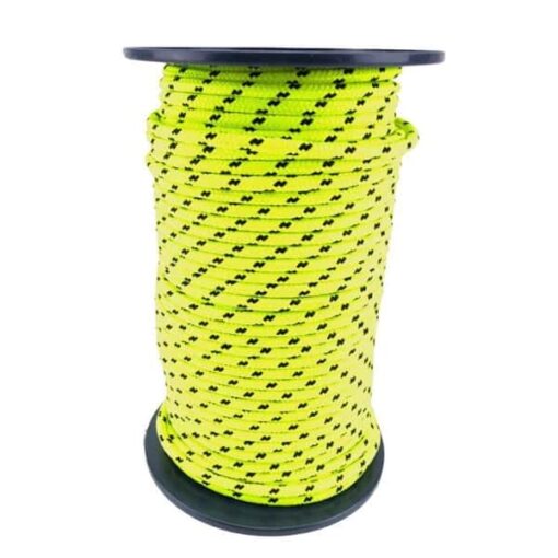 rs fluorescent yellow with black fleck fleck bradied polyester rope 1
