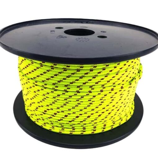 rs fluorescent yellow with burgundy bradied polyester rope 1