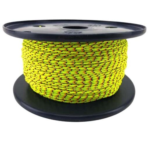 rs fluorescent yellow with orange and black fleck fleck bradied polyester rope 1