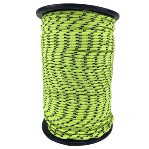 rs fluorescent yellow with purple and black fleck bradied polyester rope 1