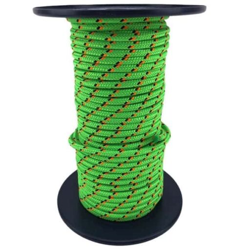 rs lime green with orange and black fleck bradied polyester rope 1