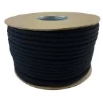 6mm 8 Plait Matt Black Braided Polyester Rope x 100 Metres