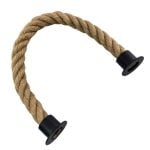 40mm Natural Hemp Barrier Rope x 4.5 Metres Powder Coated Black Cup Ends