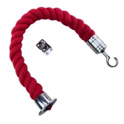 rs natural red cotton barrier rope with polished chrome cup hook and eye plate