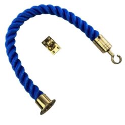 rs royal blue softline barrier rope with polished brass cup hook and eye plate