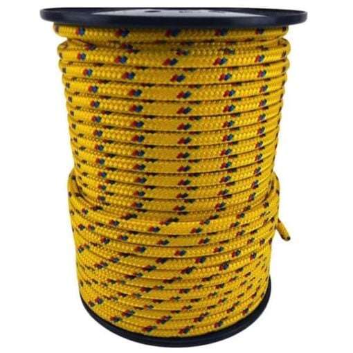 rs yellow with red and blue fleck braided polypropylene rope 1